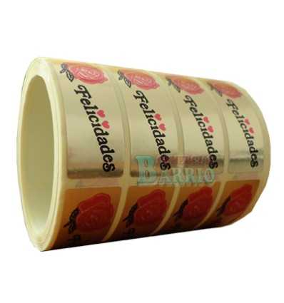 Etiquetas para regalos "Felicidades" Rosa