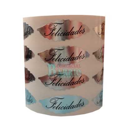 Etiquetas para regalos "Felicidades" Hoja en plata