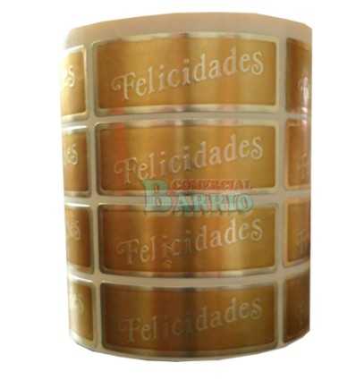 Etiquetas para regalos "Felicidades" oro y pelicula oro