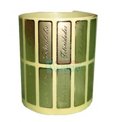 Etiquetas para regalos "Felicidades" oro