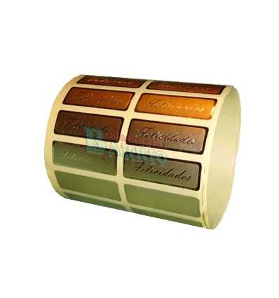 Etiquetas para regalos "Felicidades" oro