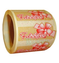 Etiquetas para regalos  "Felicidades" lazo rosa 2