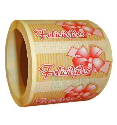 Etiquetas para regalos  "Felicidades" lazo rosa