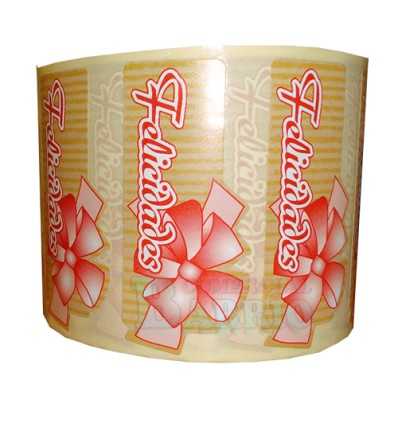 Etiquetas para regalos  "Felicidades" lazo rosa