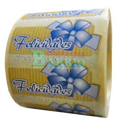 Etiquetas para regalos  "Felicidades" lazo azul