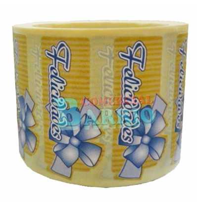 Etiquetas para regalos  "Felicidades" lazo azul