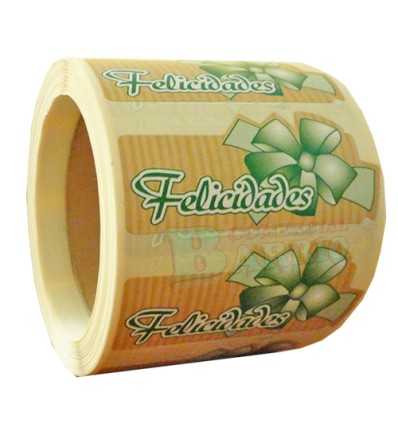 Etiquetas para regalos  "Felicidades" lazo verde