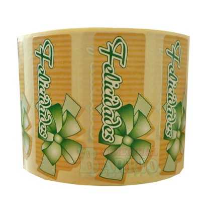 Etiquetas para regalos  "Felicidades" lazo verde