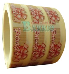 Etiquetas para regalos "Felicidades" lazo rosa  2
