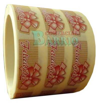 Etiquetas para regalos "Felicidades" lazo rosa 