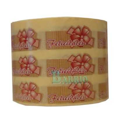 Etiquetas para regalos "Felicidades" lazo rosa 