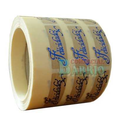 Etiquetas para regalos "Felicidades"  kraft azul