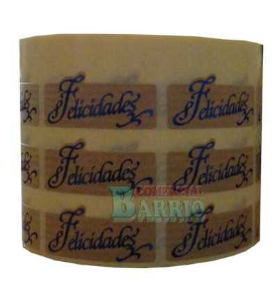 Etiquetas para regalos "Felicidades"  kraft azul