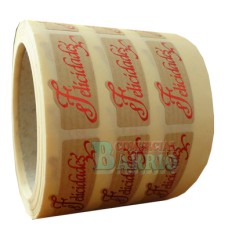 Etiquetas para regalos "Felicidades"  kraft rojo 2