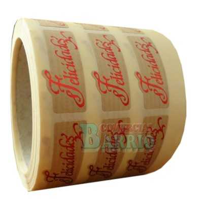 Etiquetas para regalos "Felicidades"  kraft rojo