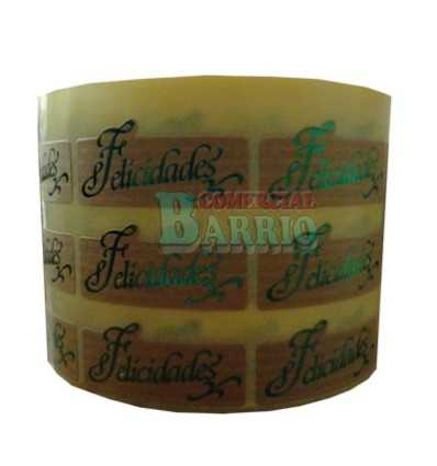 Etiquetas para regalos "Felicidades"  kraft verde
