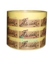 Etiquetas para regalos "Felicidades"  kraft oro 2