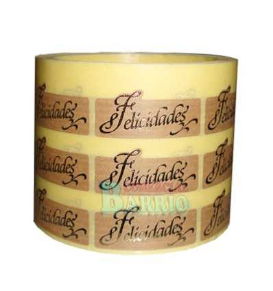 Etiquetas para regalos "Felicidades"  kraft oro