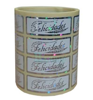 Etiquetas para regalos "Felicidades" Espiga iris