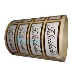 Etiquetas para regalos "Felicidades" Lisa en oro 2
