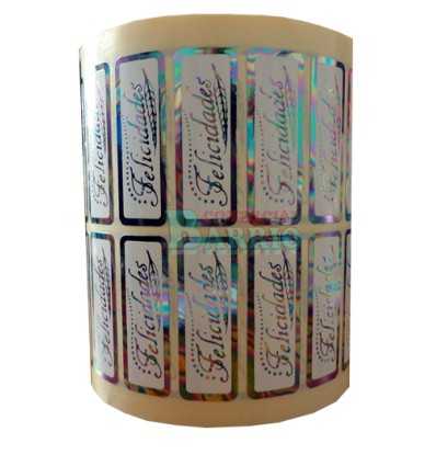 Etiquetas para regalos "Felicidades"  Pluma iris