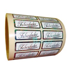 Etiquetas para regalos "Felicidades"  Pluma iris 2