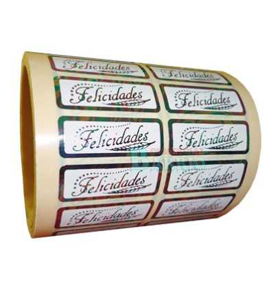 Etiquetas para regalos "Felicidades"  Pluma iris
