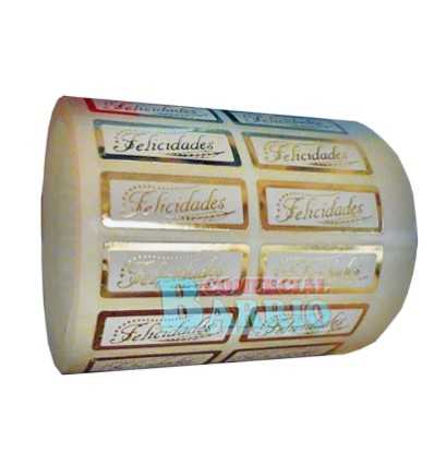 Etiquetas para regalos "Felicidades"  Espiga oro