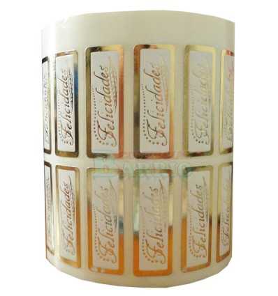 Etiquetas para regalos "Felicidades"  Espiga oro