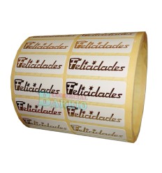 Etiquetas para regalos  "Felicidades" Película oro 2