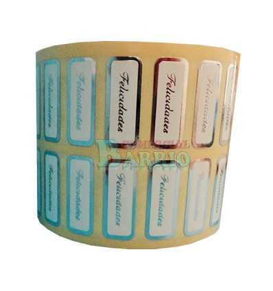 Etiquetas para regalos "Felicidades" plata