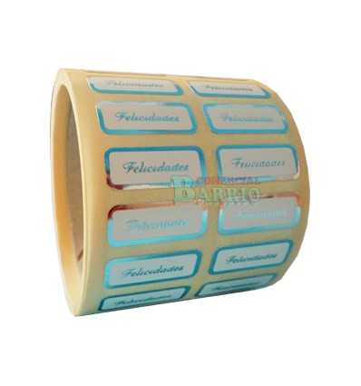 Etiquetas para regalos "Felicidades" plata