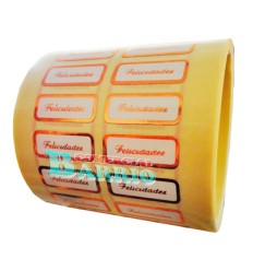 Etiquetas para regalos "Felicidades" lisa en naranja 2