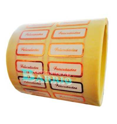Etiquetas para regalos "Felicidades" lisa en naranja