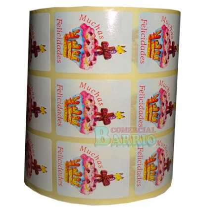 Etiquetas para regalos  "Muchas Felicidades" pastel