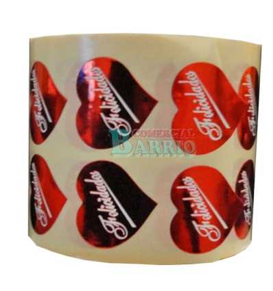 Etiquetas para regalos "Felicidades" Corazón rojo