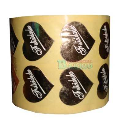 Etiquetas para regalos "Felicidades" Corazón oro