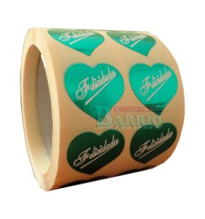 Etiquetas para regalos "Felicidades" corazón verde 2