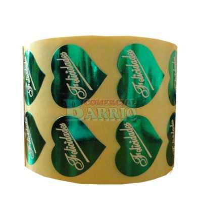 Etiquetas para regalos "Felicidades" corazón verde
