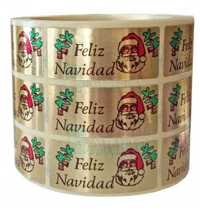 Etiquetas Navidad "Feliz Navidad" cara papá Noel