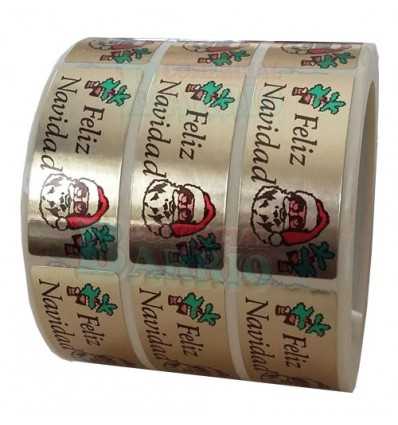 Etiquetas Navidad "Feliz Navidad" cara papá Noel