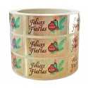 Etiquetas adhesivas para Navidad "Felices Fiestas" bola y vela en papel oro