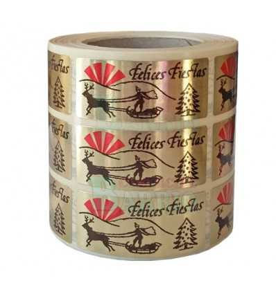 Etiquetas Navidad "Felices Fiestas" trineo