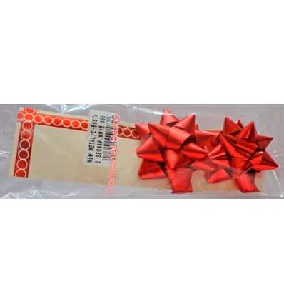 Moños con tarjeta color rojo brillo