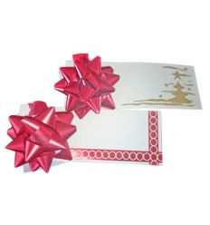 Moños con tarjeta color rojo brillo