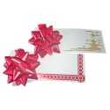 Moños con tarjeta color rojo brillo