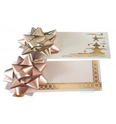 Moñas con tarjeta color oro navideña