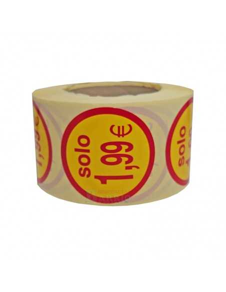 Etiquetas Adhesivas amarillas y rojas, para poner precios "Solo 1,99" Euros