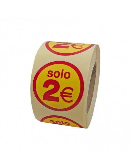 Etiquetas Adhesivas Solo 2 Euros En Rojo y Amarillo