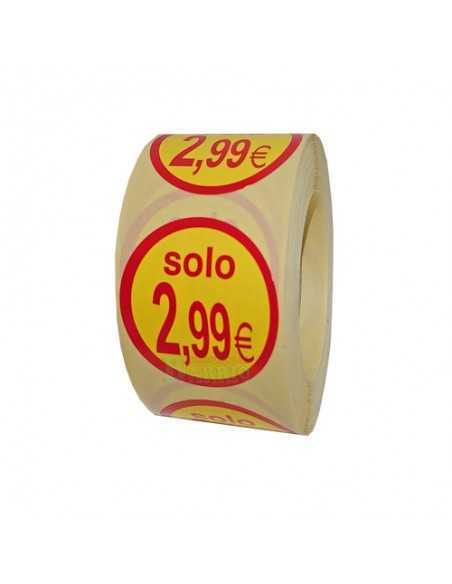 Pegatinas amarillas para precios solo 2,99€, etiquetas adhesivas redondas euros